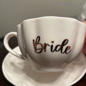 Bride White Ceramic Teacup with Saucer